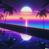 a synthwave style sunset