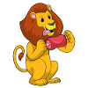 Lion with meat
