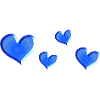 quatre cœurs bleu scintillants