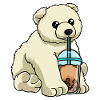 Eisbär trinkt Bubble Tea