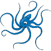 Oktopus blau