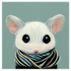 Small white mouse with scarf