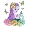 Manga girl with butterflies