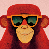 Red monkey with cool sunglasses