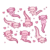 Cute Swimming Axolotls Doodle