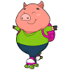 Pig Roller Skating Roller Skates