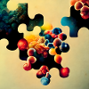 Puzzle motif with molecules