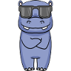 cool hippo with sunglasses