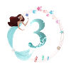 Customizable Number 3 Mermaid