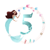 Customizable Number 5 Mermaid