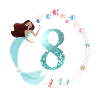 Customizable Number 8 Mermaid
