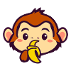 Kawaii monkey eats a banana