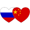 Russia China Flag Heart