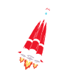 Rocket with thrust - hand-painted