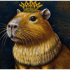 Sweet Capybara comme peinture à l’huile avec une petite couronne