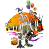 Skeleton Riding Mummy Dinosaur