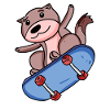 Wiesel als Skater mit Skateboard