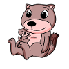 Weasel with baby weasel
