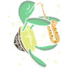 Cute Turtle Playing Saxophone