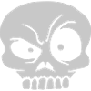 Monster skeptical facial expression skull