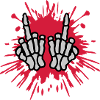 Farbklecks Mittelfinger Knochen Hände