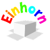 Einhorn unter weißem Karton