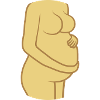 Pregnant woman holds belly