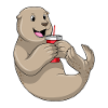 Seehund mit Becher mit Strohhalm