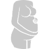 Pregnant woman holds belly