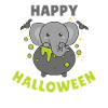 Éléphant Happy Halloween Chaudron Bat