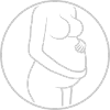 Pregnant woman holds belly