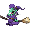 Crazy Laughing Witch On Broom