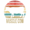 Muscle Cow Animal Retro Sunset