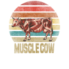 Muscle Cow Animal Retro Sunset
