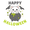 Cat Happy Halloween Cauldron Bat