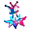 harlekin, panda, illustration, pantomim, färgstark panda