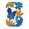 Blue and orange flowers