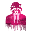 raccoon, pink,graffiti,suit,hat