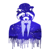 raccoon, blue,graffiti,suit,hat