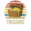 Pirate Treasure Chest Retro Sunset