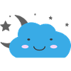 Kawaii cloud and starry sky