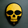 Golden skull on grey background
