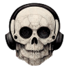 Skull with headphones