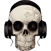 Skull with headphones