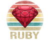 Ruby Gemstone Retro Sunset