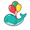 Cute Whale With Balloons