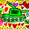 tank shooting hearts on children