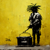 Banksy style jamaican rasta