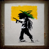 Banksy style jamaican rasta