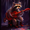 racoon playing guitar